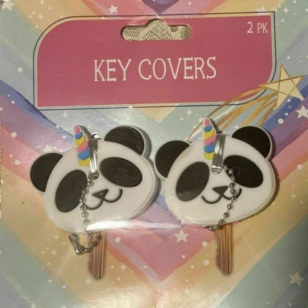 New Cute 2 pack Unicorn Pandas key covers Caps for Keychains House Home RV Apart
